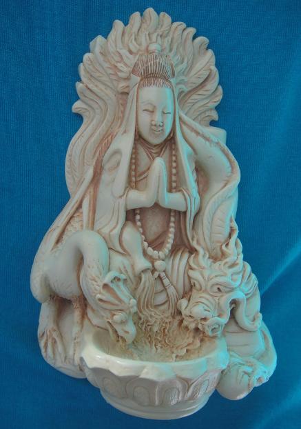 Statue Of Quan Yin with Dragon & Phoenix